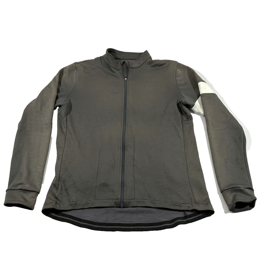 Rapha Classic Long Sleeve Jersey Mens Gray Wool Blend Full Zip Cycling Sz L Fade